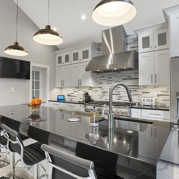 Absolute Black Kitchen with Waterfall Edge