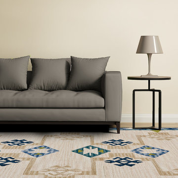 Feizy Fariza Rug in Blue and Natural