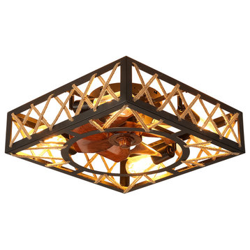 18 in. W x 6 in. H Iron Ceiling Fan in Black with LED Lights