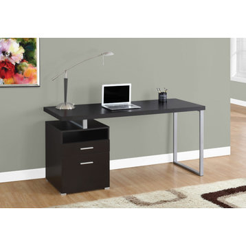 Computer Desk, 60"L, Metal, Cappuccino