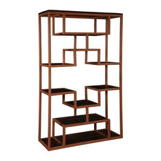 Wood & Iron 63" Asymmetrical Bookcase Open Display Wall Unit