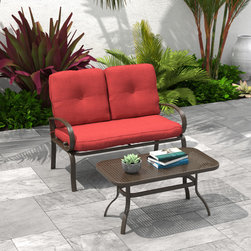 Outdoor Patio Loveseat With Table, 2-Piece Set - Outdoor Loveseats