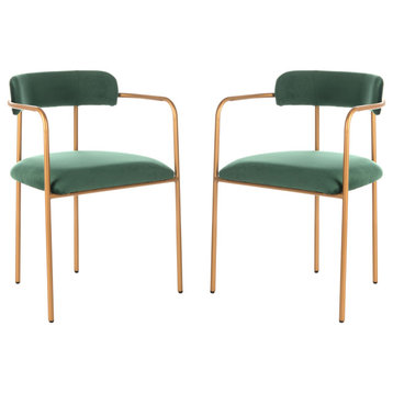 Safavieh Camille Side Chair, Set of 2, Malachite Green/Gold
