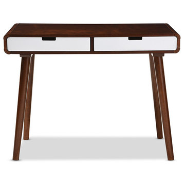 Casarano Wood Home Office Writing Desk, White And Brown