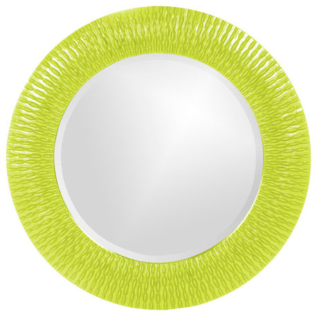 Bergman Glossy Round Mirror, Moss Green