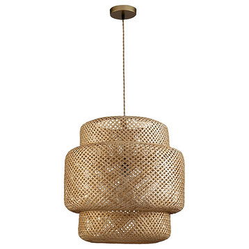 ELE Light & Decor Drusilla Single Light Bamboo and Rattan Pendant Light in Brown