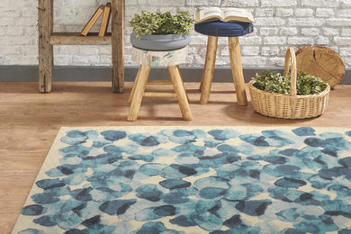 Blue Faded Moon Contemporary Modern Area Rug