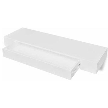 vidaXL Floating Wall Display Shelf w/ 1 Drawer White Book DVD Storage Cube
