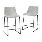 24" Faux Leather Counter Stool, Set of 2, Gray