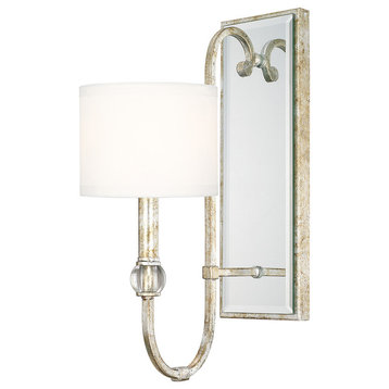 Charleston 1-Light Sconce, Silver and Gold Leaf With Antique Mirrors