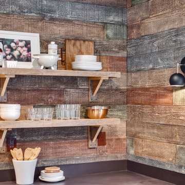 Reclaimed Shiplap Faux Barn Wood Wall Panel In Kitchen