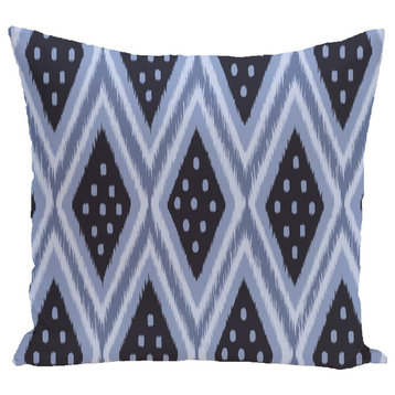 Ikat Diamond Dot Geometric Print Pillow, Bewitching, 18"x18"