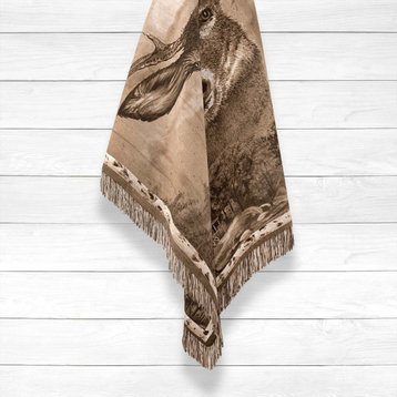 Laural Home Deer Country Woven Throw with Fringe Edge, 50" X 60"