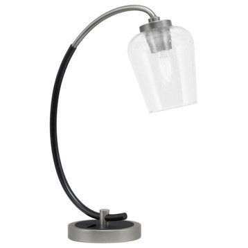 1-Light Desk Lamp, Graphite/Matte Black Finish, 5" Clear Bubble Glass