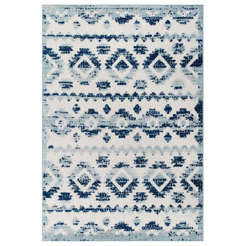 Modway Furniture Trellis 8x10 Indoor/Outdoor Area Rug, Ivory/Blue -R-1180A-810