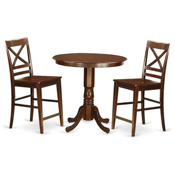 3-Piece Dining Counter Height Set, High Table And 2 Dining Chairs