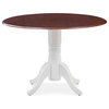 42" Burlington Round Dining Table Two 9" Drop Leaves, Two Tone/White Mahogany