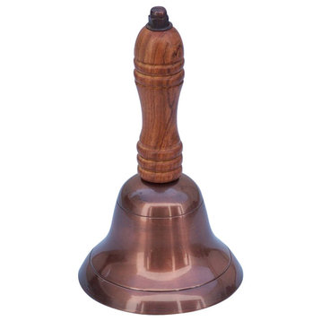 Hand Bell With Wood Handle, Antique Copper, 6"
