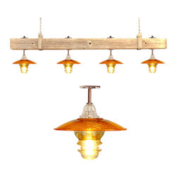 Custom chandelier loaded with western charm uses a utility pole crossarm beam 3″ - Chandeliers