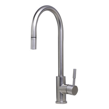 ALFI brand AB2028-BSS Stainless Steel Single Hole Pull Down Kitchen Faucet