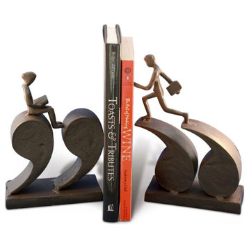Cast Iron Quotation Runner Bookends - Metal - Book Reading - Library