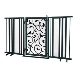 Fusion Gates - Fusion Gate with Songbirds Design, Black, 65"-71.4" - Dog Gates