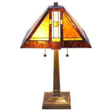 Serena d'italia Tiffany 2-Light Mission 23" Bronze Table Lamp