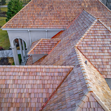 Cedar Shake roof replacement - custom copper fabrication - North Barrington, IL
