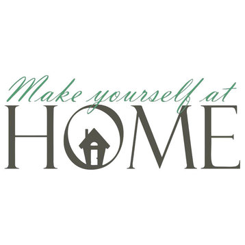 Decal Vinyl Wall Sticker Make Yourself At Home Quote, Green/Gray