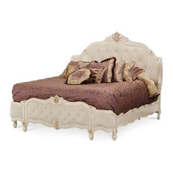 AICO Furniture - Lavelle Melange Eastern King Wing Mansion Bed with Leather Tuft - Bedroom Products