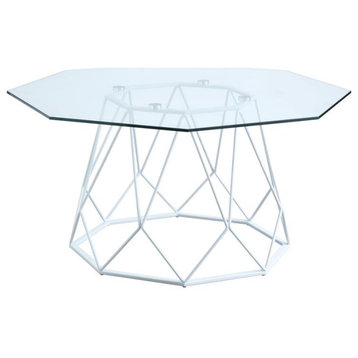 Furniture of America Growder Contemporary Glass Top Coffee Table in White