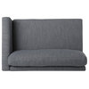 Brayan Contemporary 4-Seater Fabric Sofa With Accent Pillows, Charcoal/Dark Brow