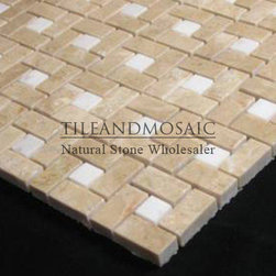 Crema Marfil Target Pinwheel Pattern Marble Mosaic Tile with White Thassos Dots - Products