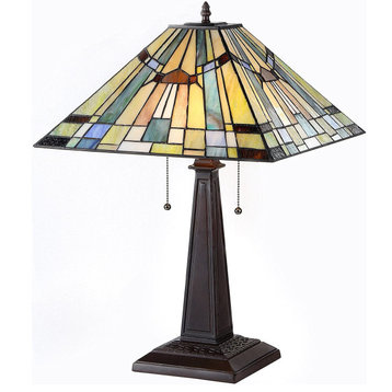 Tiffany-style 2 Light Mission Table Lamp 16inches Shade