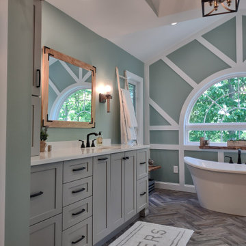 Farmhouse primary bathroom