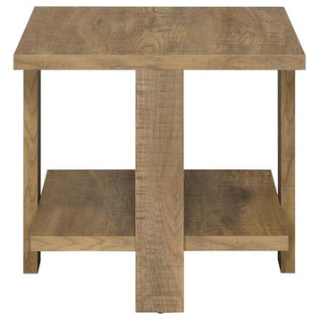 Square Wooden End Table With 1 Shelf, Mango