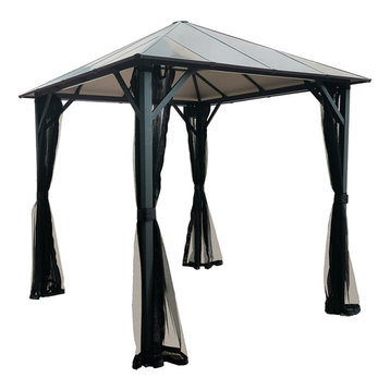 8 ft. x 8 ft. Outdoor Patio Gazebo with Aluminum Roof and Netting