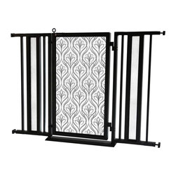 Fusion Gates - 36"-52" Black Fusion Gate with Satin Harvest Design - Dog Gates