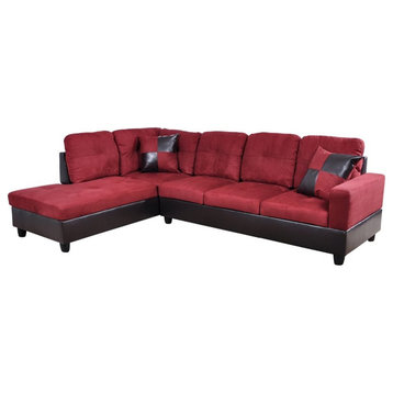 Star Home Living Corp Timmy Microfiber Fabric Left Facing Sectional in Red