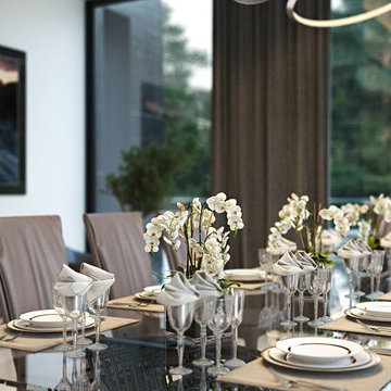Diningroom with marble accents. 3Dmax California Project