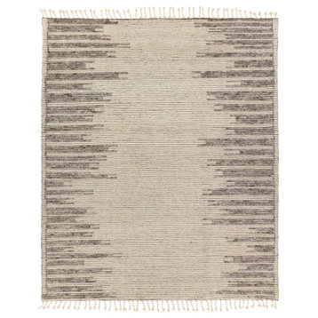 Patra Hand-Knotted Solid Cream/ Taupe Area Rug 5'X8'