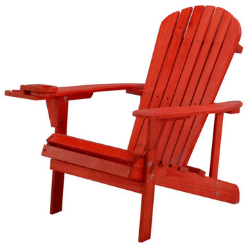 Earth Collection Adirondack Chair With phone and cup holder, Red, One Adirondack