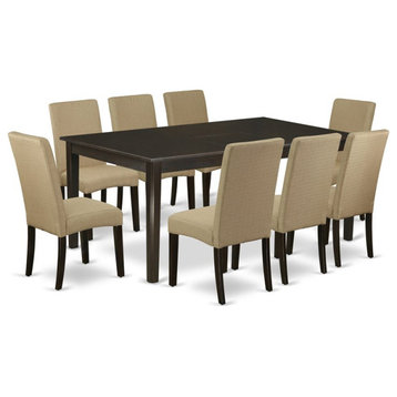 East West Furniture Henley 9-piece Wood Dining Set in Cappuccino/Brown