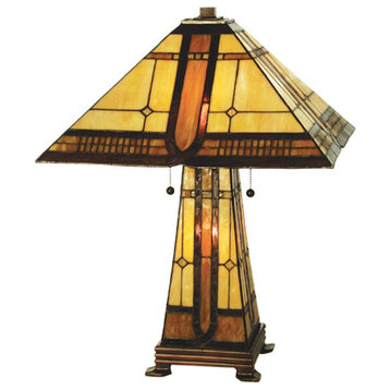 Meyda Tiffany 50805 Southwest Tiffany Three Light Table Lamp - Beige / Honey