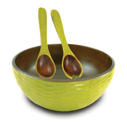 Avocado Salad Bowl & Servers (Enrico) - Serving And Salad Bowls