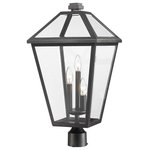 Z-Lite - Talbot 3 Light Outdoor Post Mount Fixture in Black - Bring welcomed light to an exterior front or back walkway with a classic fixture reflecting a charming village theme. Made from Midnight Black metal and clear beveled glass panels this three-light outdoor post mount fixture delivers a fresh upgrade with a round post mount and an industrial-inspired attitude.andnbsp