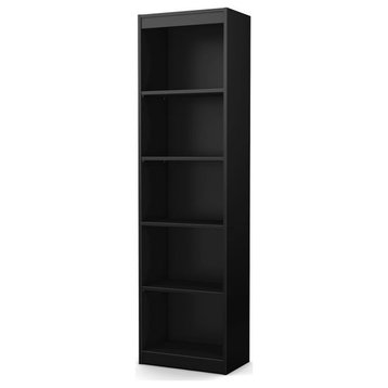 South Shore Axess 5-Shelf Narrow Bookcase in Pure Black
