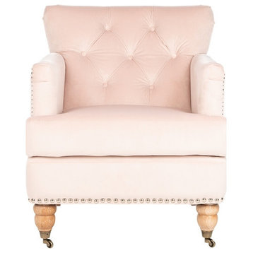 Leonard Tufted Club Chair Blush Pink/ Whitewash