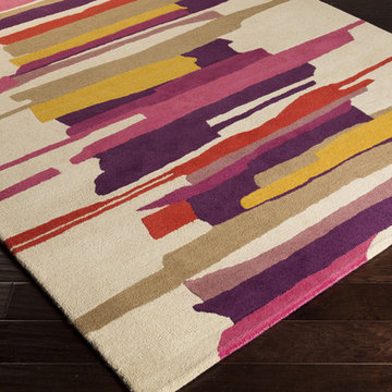 Harlequin Brushstroke Pattern Rug in Magenta / Olive by Surya -$959.22