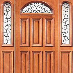 Prehung Mahogany Entry Door Two Side lights Rectangular Transom - Front Doors